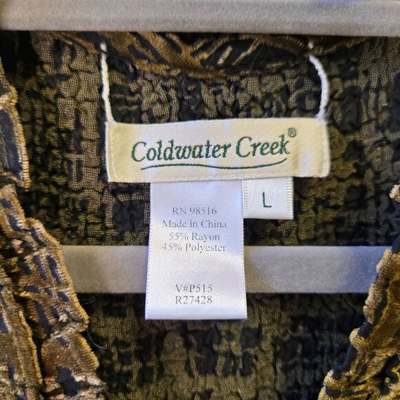 Coldwater Creek Womens Velvet Sheer Textured Button-Up Shirt Jacket L - Picture 3 of 9